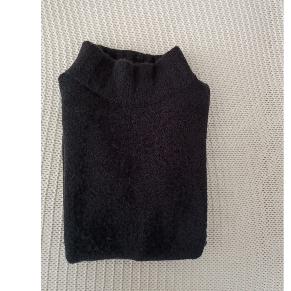 J.Crew Womens Merino Wool Alpaca Blend Mock Neck Turtleneck Sweater Black‎ Small
